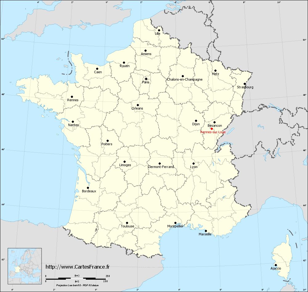 CARTE RENNES-SUR-LOUE : cartes de Rennes-sur-Loue 25440