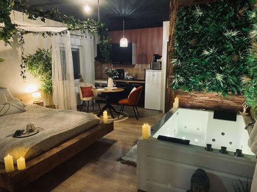 Suite romantique avec sauna et jacuzzi : Appartements proche de Le Quesnel-Aubry