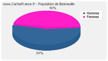 Répartition de la population de Bizeneuille en 2007