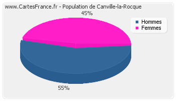 Répartition de la population de Canville-la-Rocque en 2007