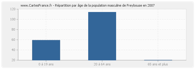 Répartition par âge de la population masculine de Freybouse en 2007